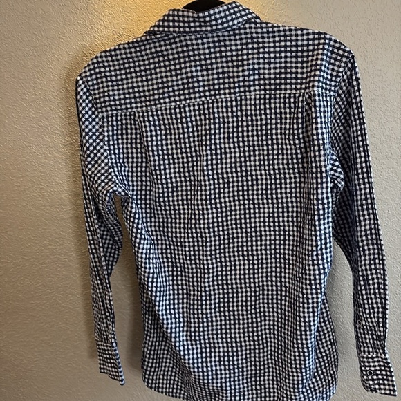 Visconti Textured Navy Gingham Casual Button Down Shirt/ Size small/ 100%cotton - Picture 3 of 7